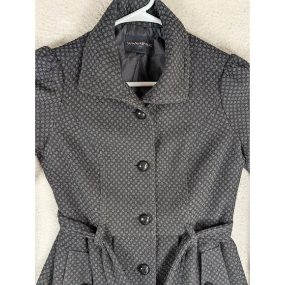 Banana Republic Trench Coat Womens XS Gray Belted Big Buttons Wool Blend - Picture 12 of 16